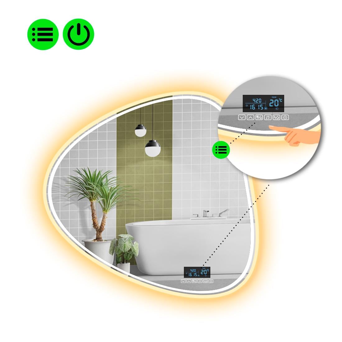 Зеркало с LED подсветкой Nuvola 4 с Smart-блоком 60x60 см (Nuvola4-12)