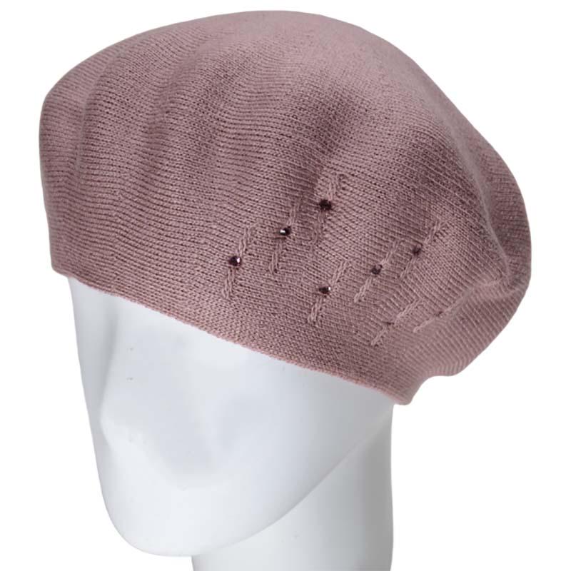 Берет женский Lirus Бисер двойной тонкой вязки Пудровый (119224)