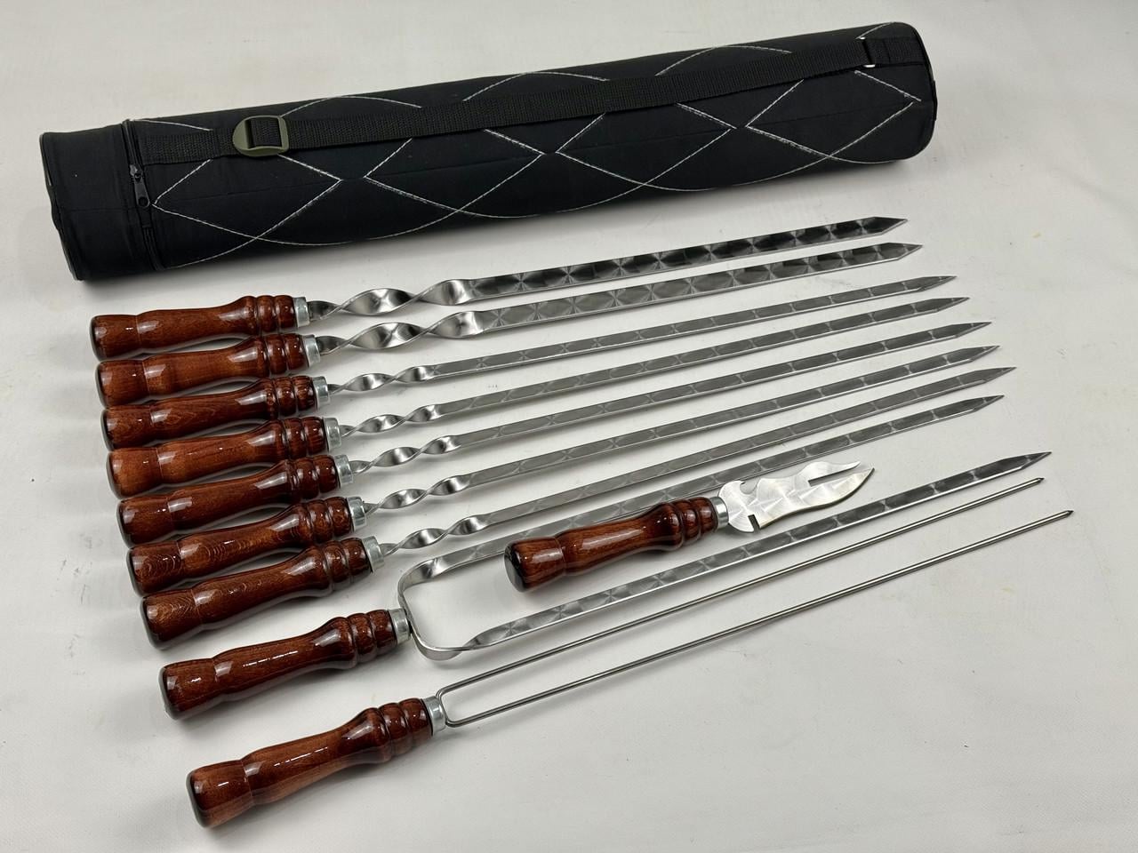 Набор шампуров в тубусе Grill Master КИЗЛЯР по 11 предметам в защитном тубусе Черный (168-10-NB-2291)