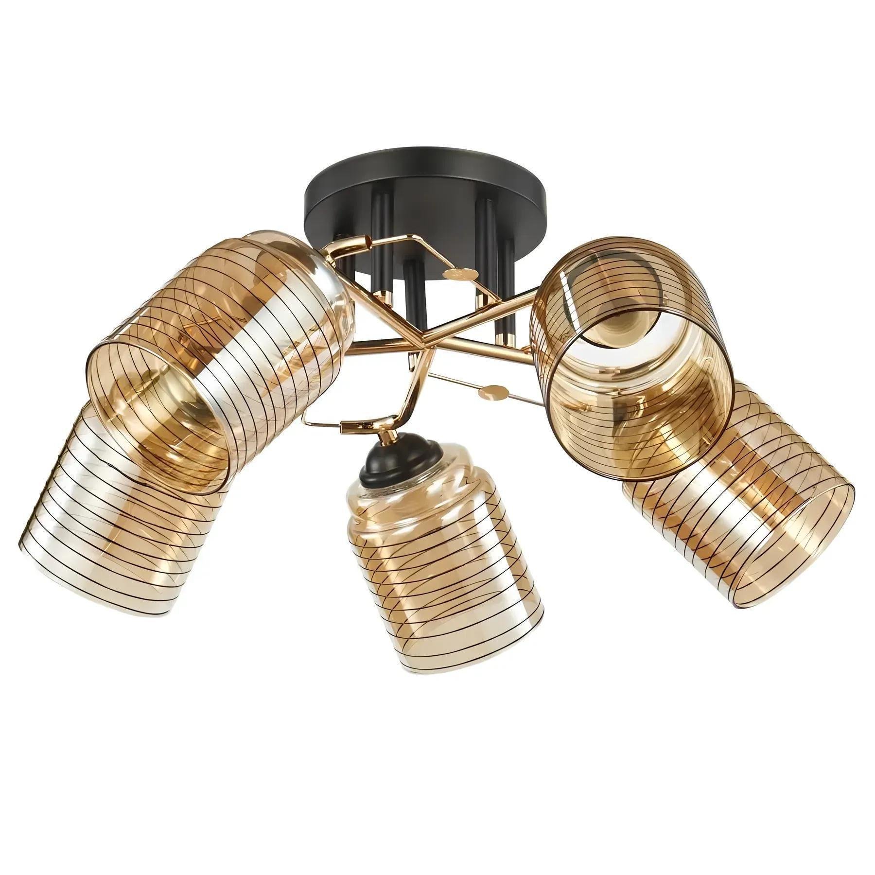 Люстра стельова Interees V 6202-5 B в стилі модерн на п'ять плафонів під лампу Е27 IP20 Чорний/Золотий (00000140797)
