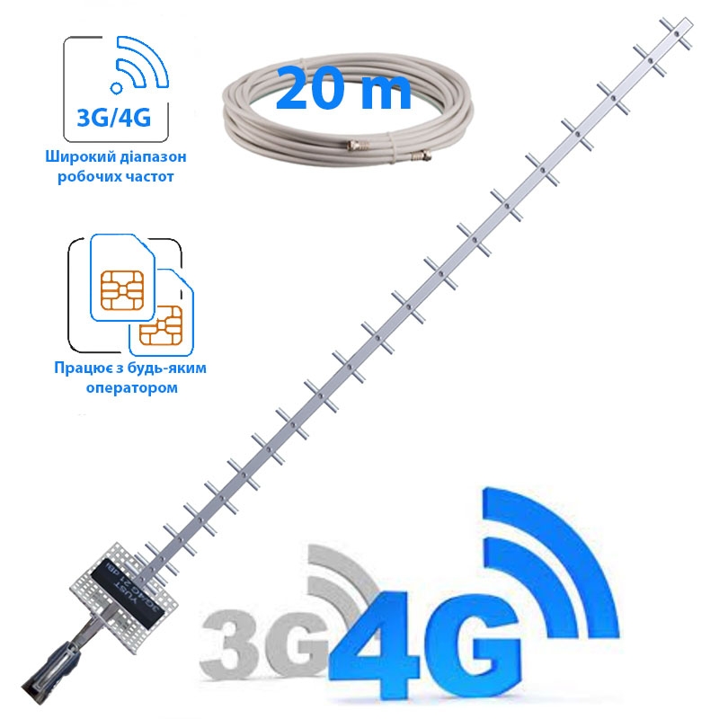 Комплект 3G/4G інтернет антена стріла/кабель 20 м (tf4399) - фото 2