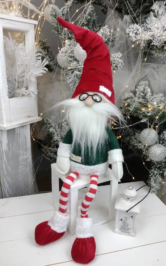 Новогодний Скандинавский Гном 35 см Зелено-красный (22393863)