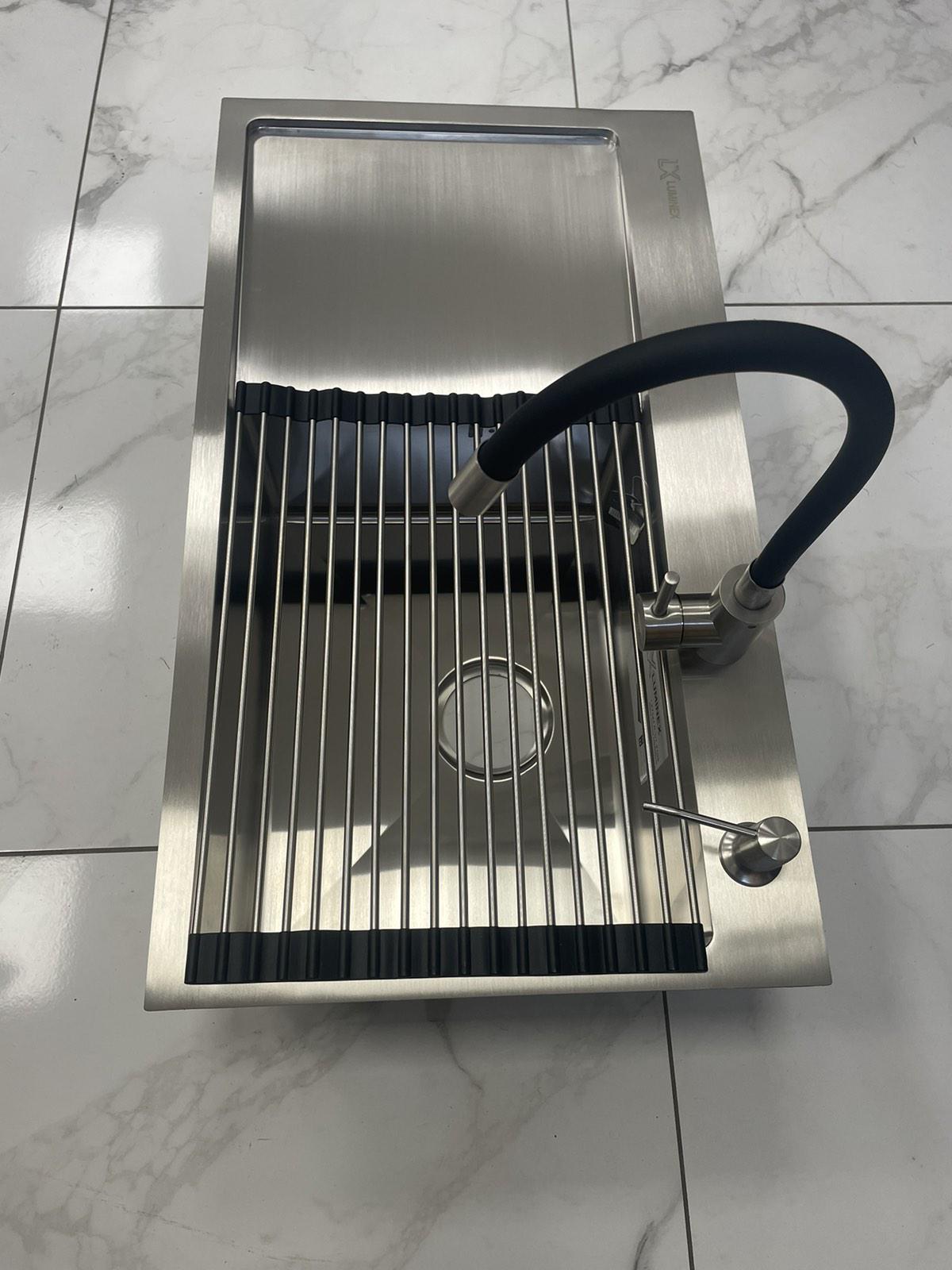 Мойка кухонная Luminex 7844 правая/смеситель-кран Lidz Aria 04R-BFS для кухни гибкий - фото 7 Мойка кухонная Luminex 7844 правая/смеситель-кран Lidz Aria 04R-BFS для кухни гибкий - фото 7