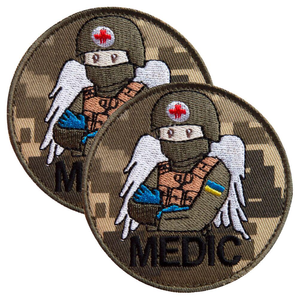 Набор шевронов на липучке "MEDIC" 7,5х7,5 см 2 шт. Пиксель (25455)