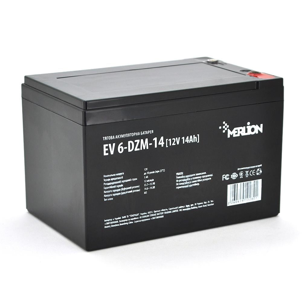 Батарея тяговая аккумуляторная Merlion EV 6-DZM-14 12V 14Ah