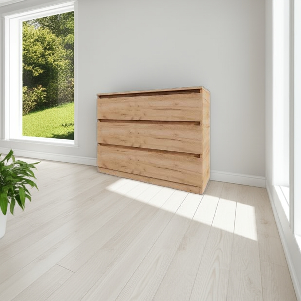 Комод MEBEX на 3 ящика 100х40х77,4 см Дуб Крафт (VM3B1000DC) - фото 3 Комод MEBEX на 3 ящика 100х40х77,4 см Дуб Крафт (VM3B1000DC) - фото 3