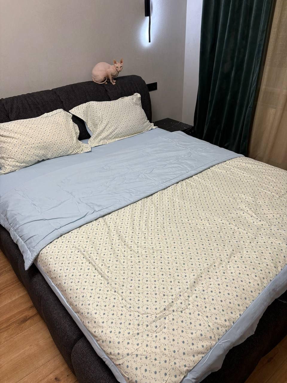 Комплект постельного белья хлопчатобумажный с одеялом евро 200х230 см наволочка 50х70 см 2 шт. Голубой (П4К-am-lit-post-001-08)