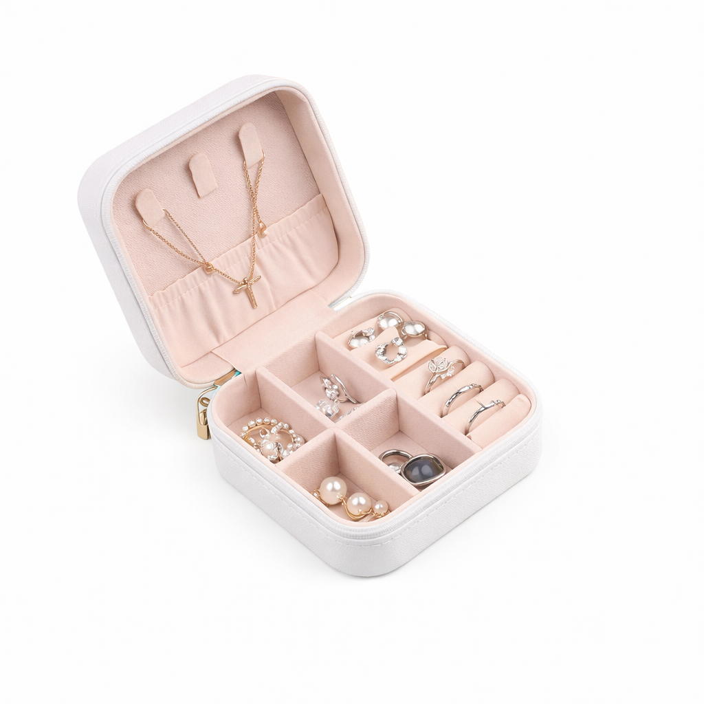 Скринька-органайзер для прикрас і біжутерії на блискавці зі штучної шкіри Білий (2405)