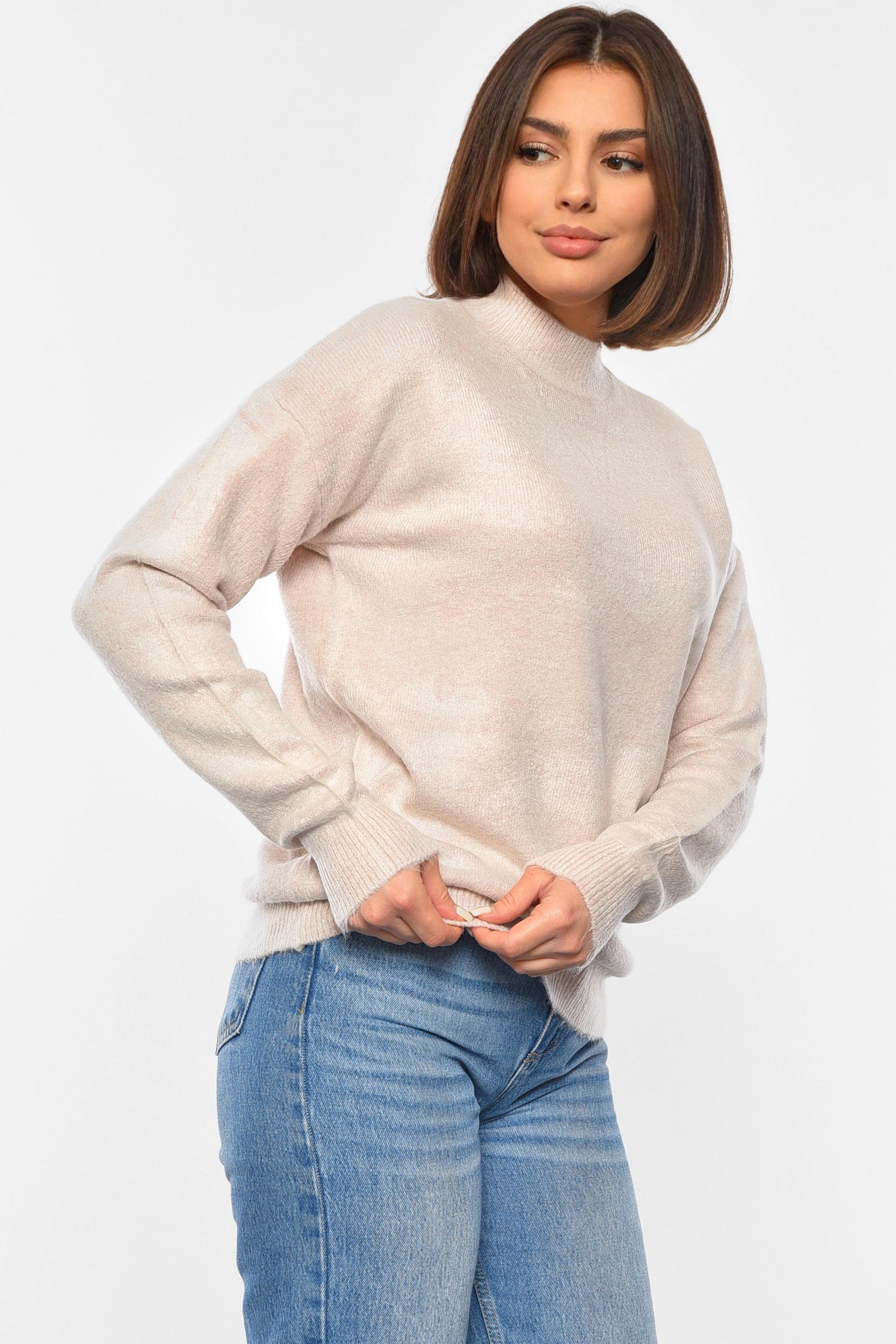 Свитер женский полубатальный 2XL-3XL Светло-бежевый (192057) - фото 2