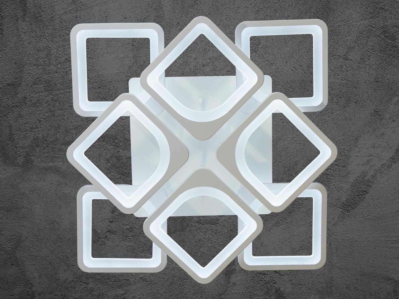 Люстра LED в спальню с пультом S8060-4+4WHDIM-LS 115W на 16 м2 Белый (2400057129)