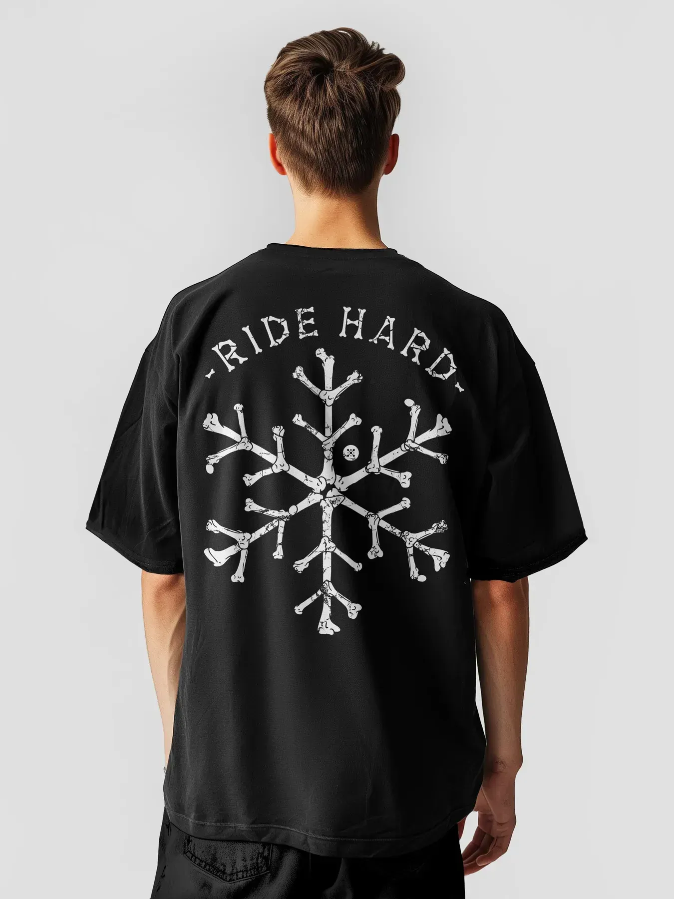 Футболка мужская оверсайз "Ride Hard" XS/S Черный (27221364)
