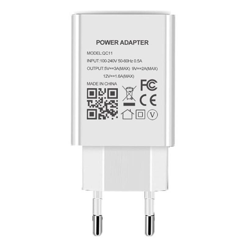 Зарядний пристрій Nectronix QC11 QC 3.0 USB 5 рівнів захисту 5V/3A 9V/2A 12V/1,6A (100958)