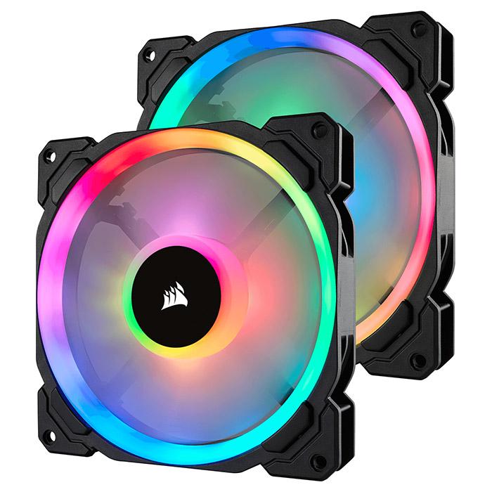 Комплект вентиляторов Corsair LL140 RGB 2x140 мм с хабом 1300 об/мин Черный (623004)