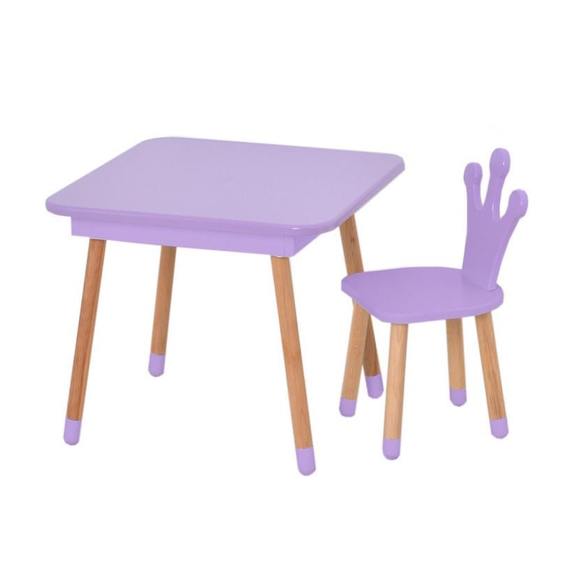 Детский стол со стулом с ящиком Bambi комбинированный 61х61х52 см Фиолетовый (KL-154-R-44)