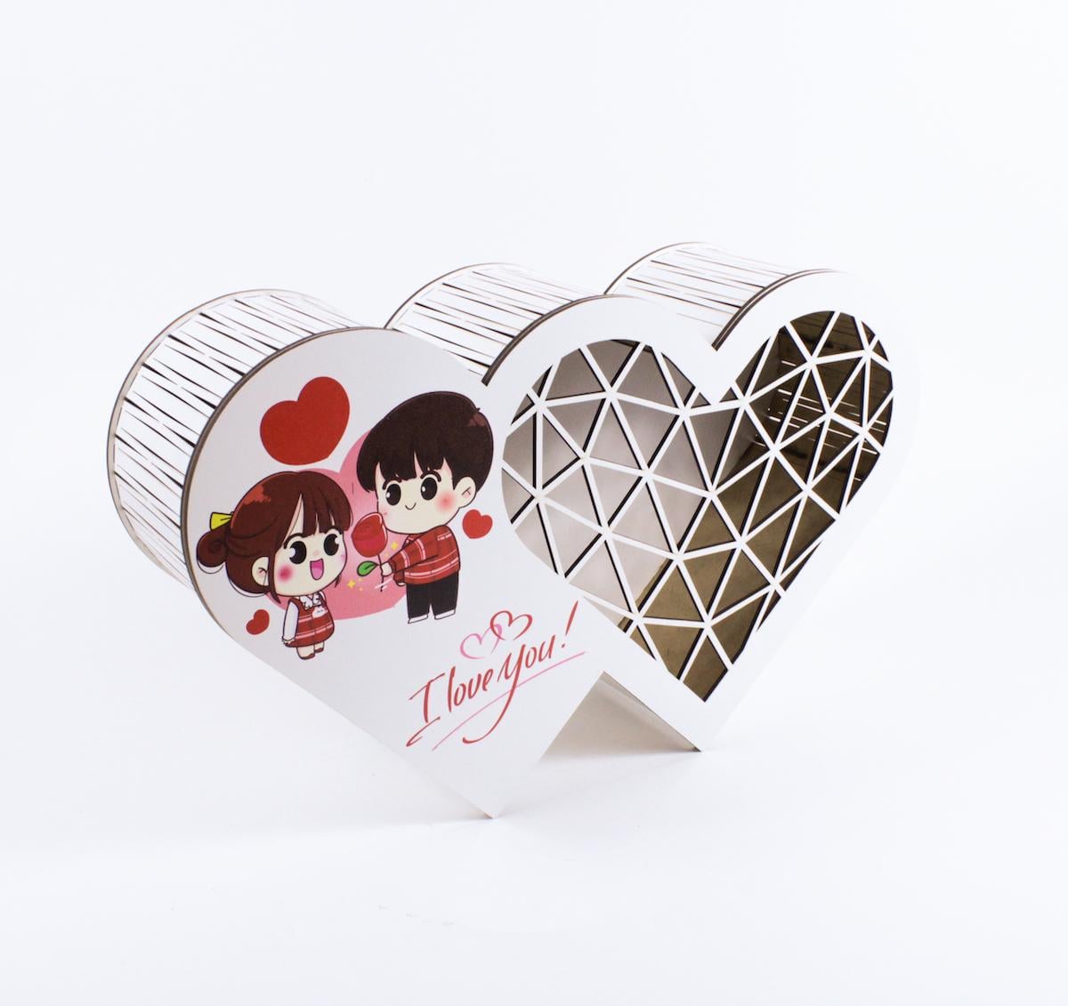 Коробка два серця "I love you" павутинка (4695)