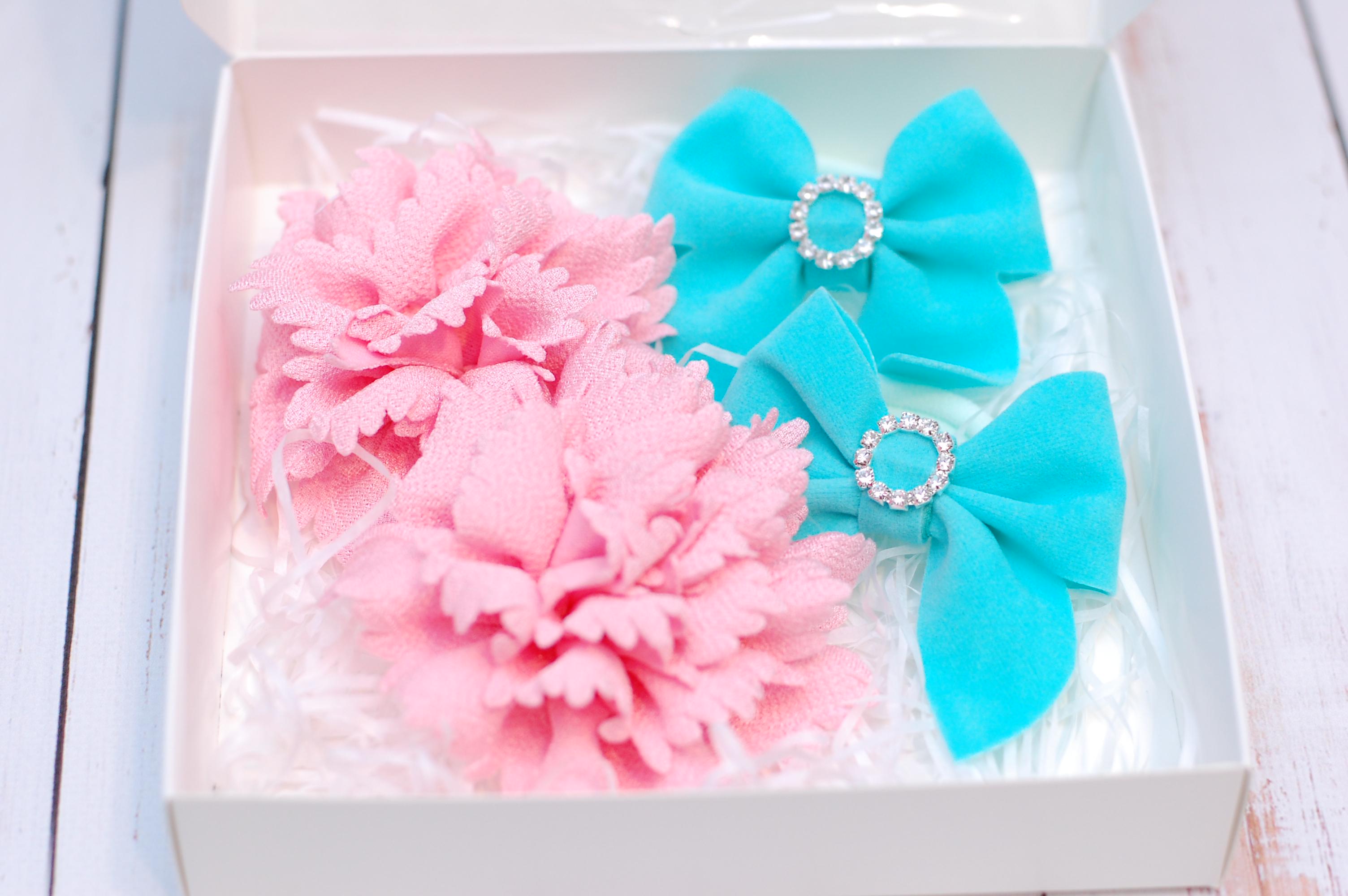 Набір гумки-банти для волосся для дівчинки в Mint pink (260 об)
