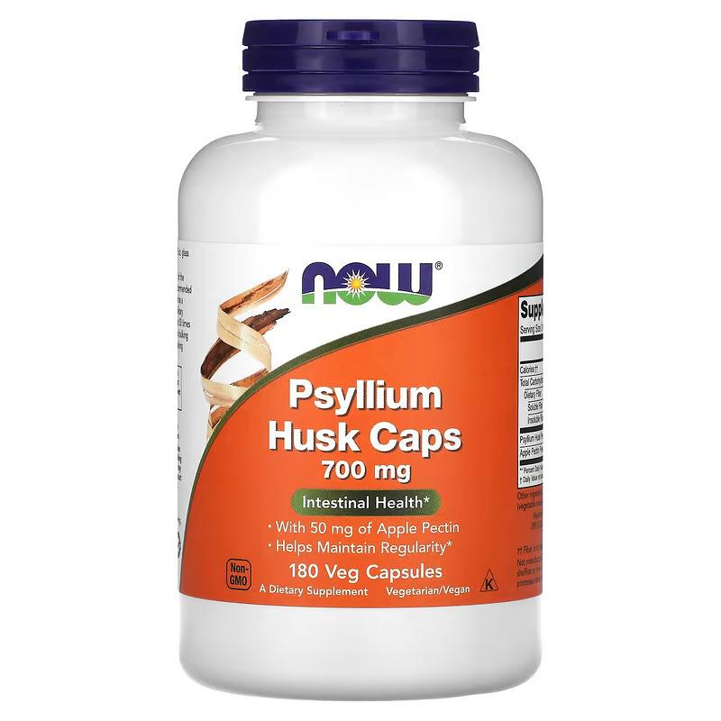 Шелуха подорожника NOW Psyllium Husk caps 700 mg 180 Veg capsules (НФ-00001930)