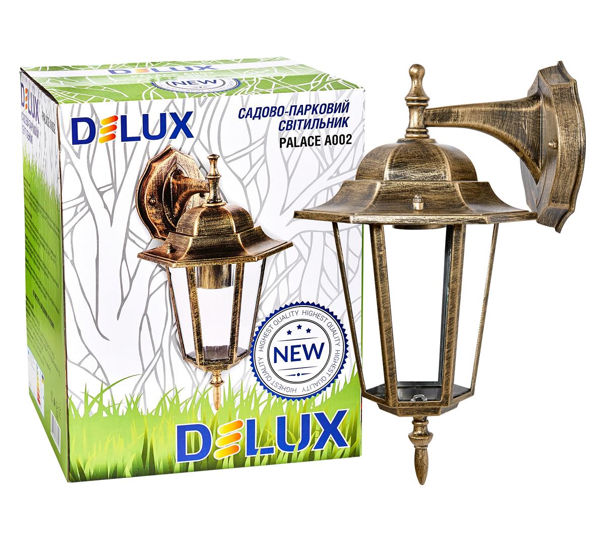 Светильник садово-парковый Delux Palace A002 60 Вт Е27 Черный/Золотой (12499650) - фото 2