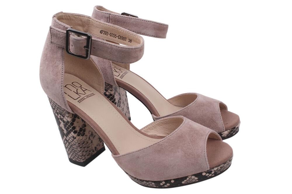 Босоножки женские Molka на каблуке из замши р. 39 Бежевый (113-20LB)
