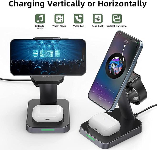 Док-станция Acefast 3в1 Magnetic Wireless Charging Stand - фото 5