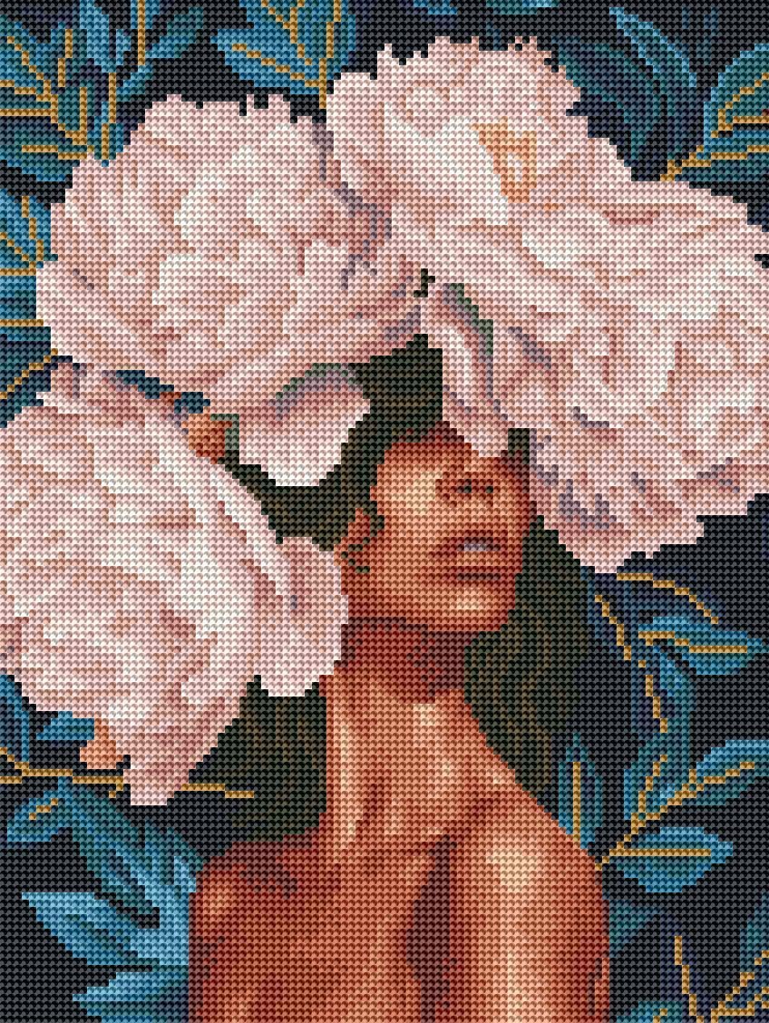 Алмазная мозаика Brushme Девушка в пионе 30x40 см (RDBS7031)