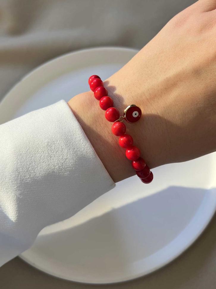 Браслет из натурального камня коралл (5553)