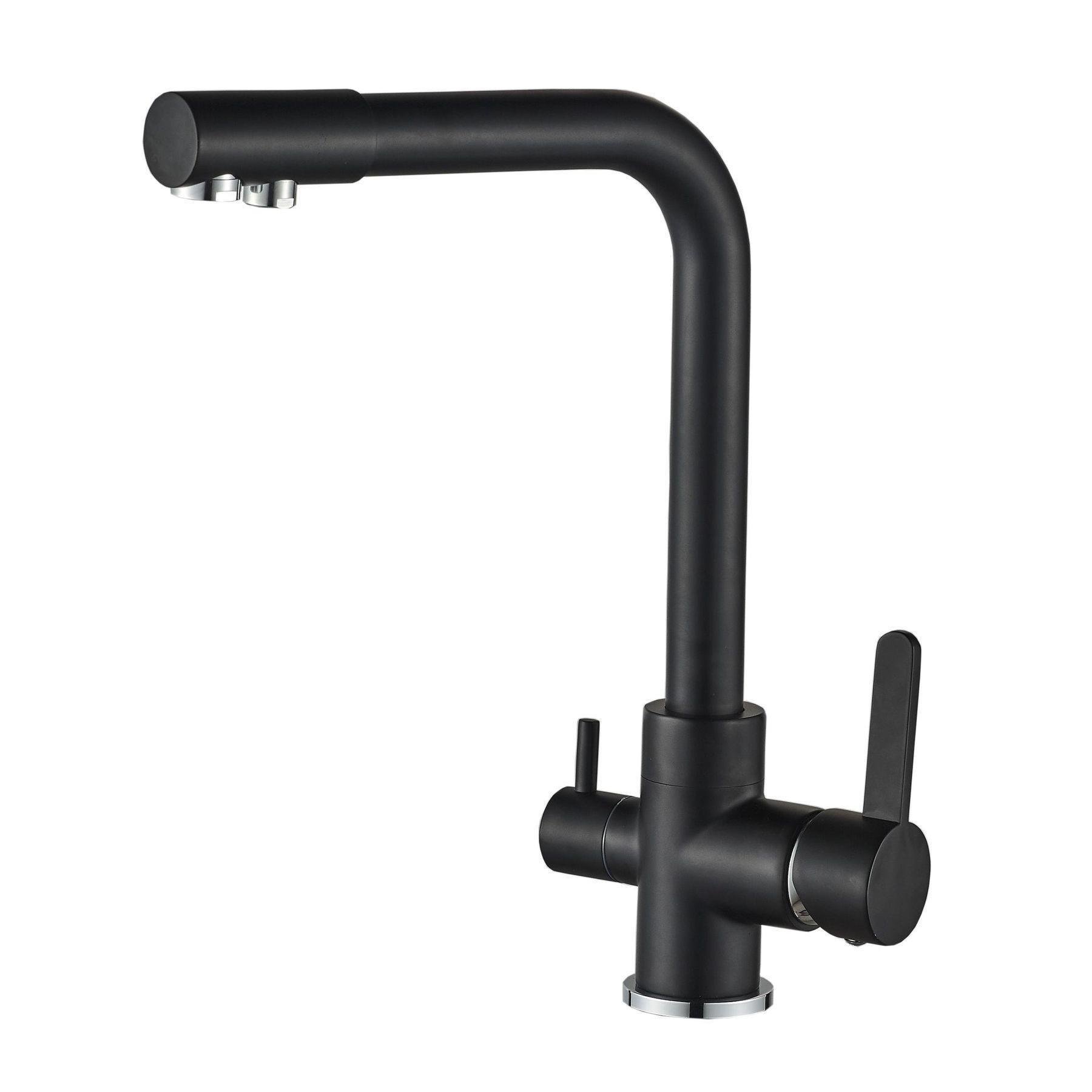 Смеситель для кухни на два выхода фильтр/вода GLux LAZER GLLR-0444-10-BB Черный (21851)