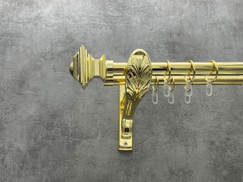 Карниз Quadrum Борджеза гладкая штанга двойной ретро 25/19 мм 240 см Золотой