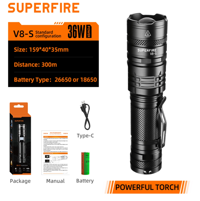 Ліхтар ручний акумуляторний SuperFire 2000 Lm IP34 (V8-S) - фото 6