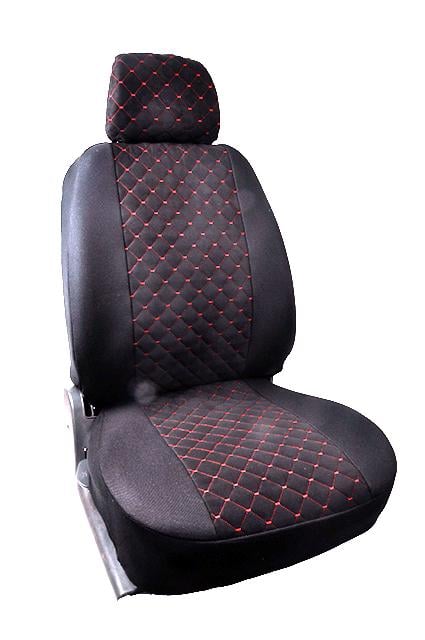 Чехлы A LUXE MAX жаккард ромбы красная нить 08-15 Черный (625075)