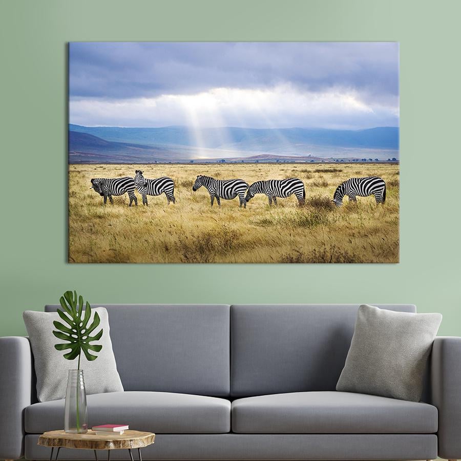Картина на холсте Стадо зебр 75x50 см (193-1)