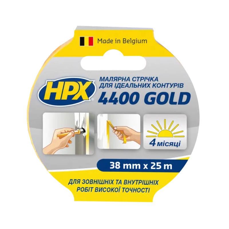 Лента малярная HPX 4400 GOLD для идеальных краев 100°С 38 мм x 25 м