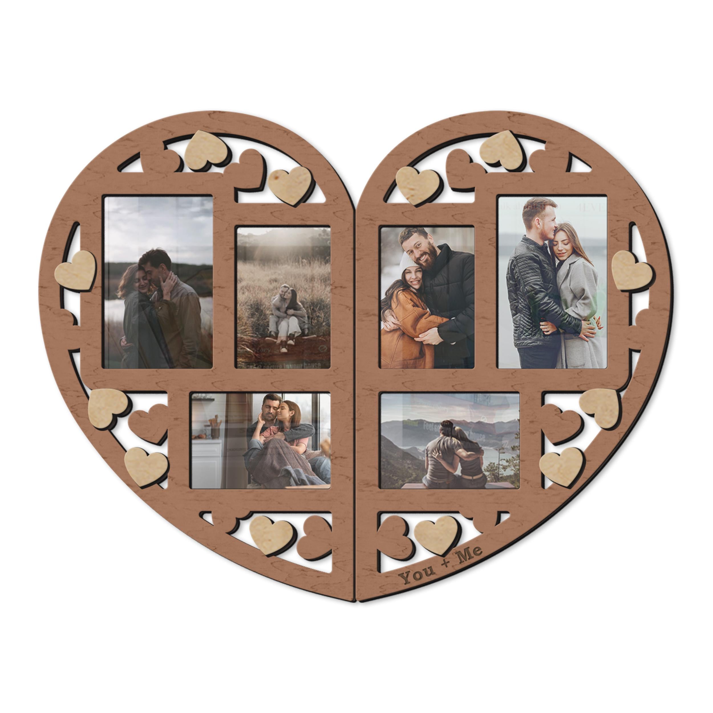 Фоторамка-коллаж Frame Depot деревянная на 6 фото 53×40,5 см Темно-коричневый (heart_split_collage_s)