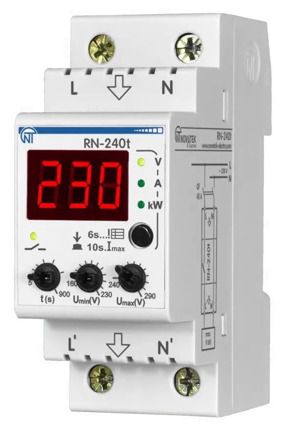 Реле напруги Novatek-Electro РН-240Т мультифункціональне 1Ф 40A (NTRN240T2)