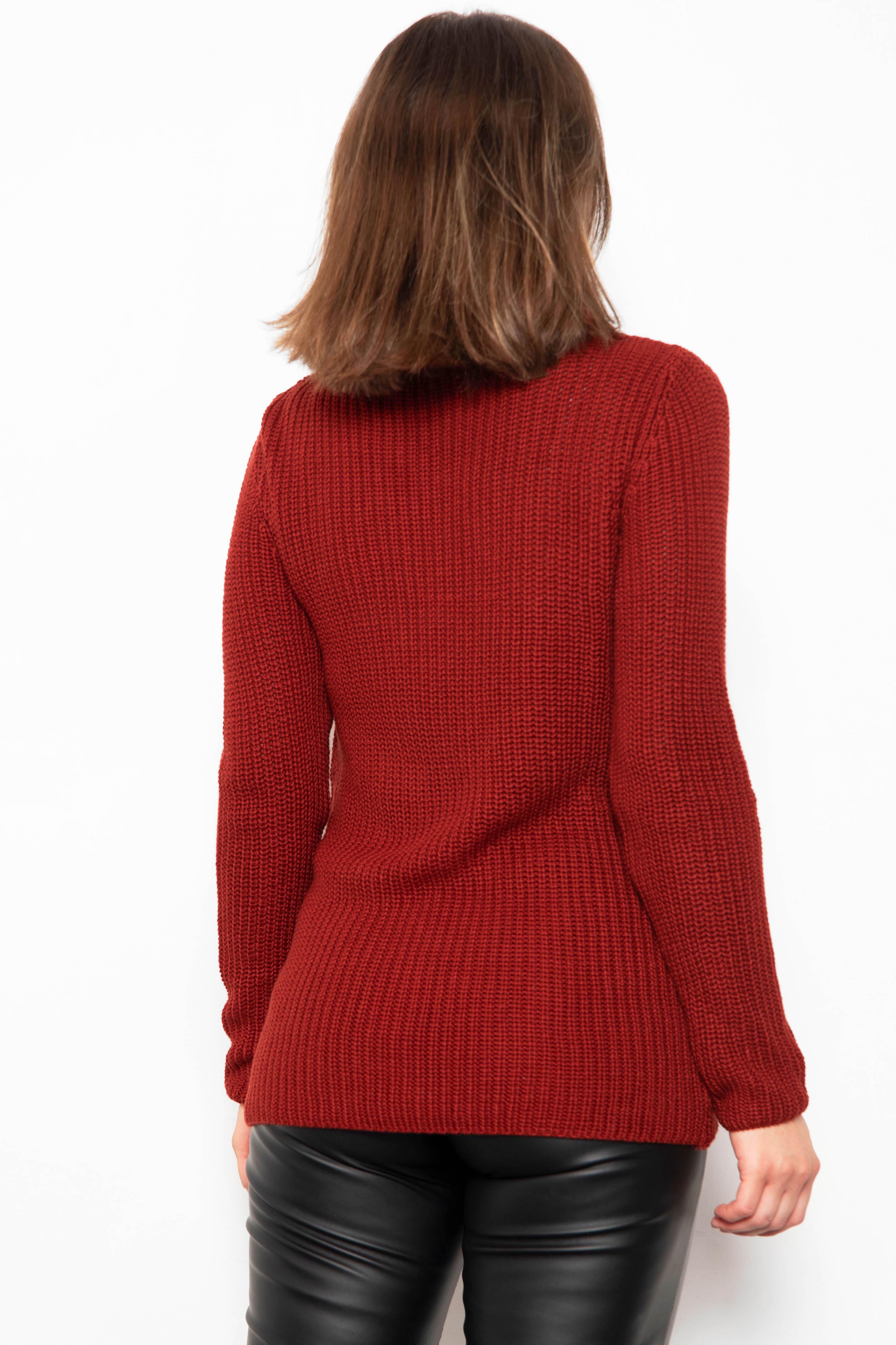 Свитер женский вязаный L Коричневый (184524) - фото 3 Свитер женский вязаный L Коричневый (184524) - фото 3