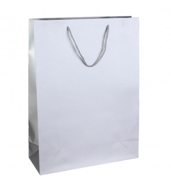 Подарочный пакет ламинированный картон 31х42х12 см Silver (414873) Подарочный пакет ламинированный картон 31х42х12 см Silver (414873)