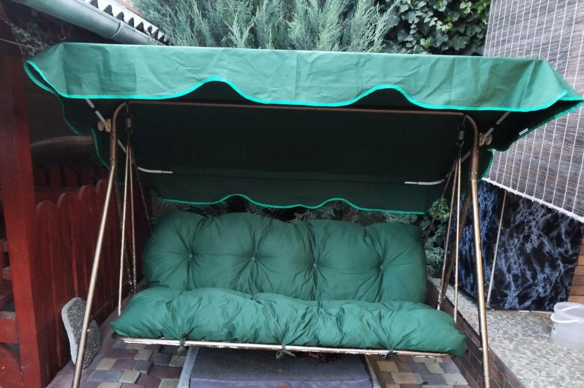 Комплект мягких матрасов на садовые качели с каретной стяжкой 140х53х53 см Темно-зеленый - фото 2