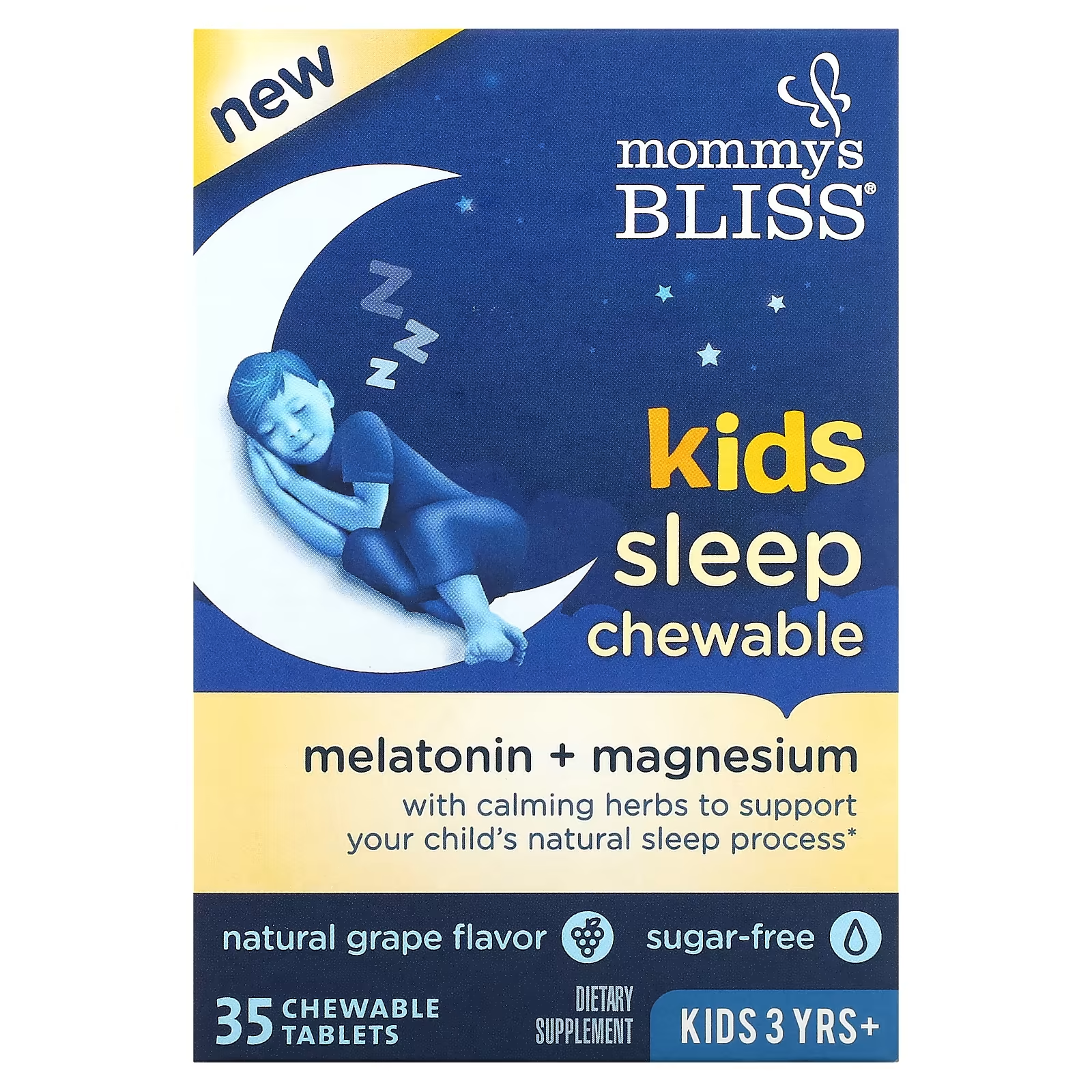 Мелатонін Mommy's Bliss Kids Sleep Chewable для гарного сну виноград дітям від 3 років 35 жувальних таблеток - фото 3