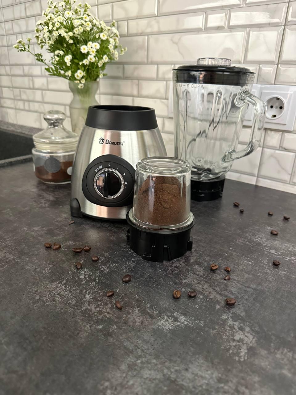 Блендер Domotec стаціонарний 2в1 скляні чаші з кавомолкою 1000 W (MS-6610) - фото 2 Блендер Domotec стаціонарний 2в1 скляні чаші з кавомолкою 1000 W (MS-6610) - фото 2