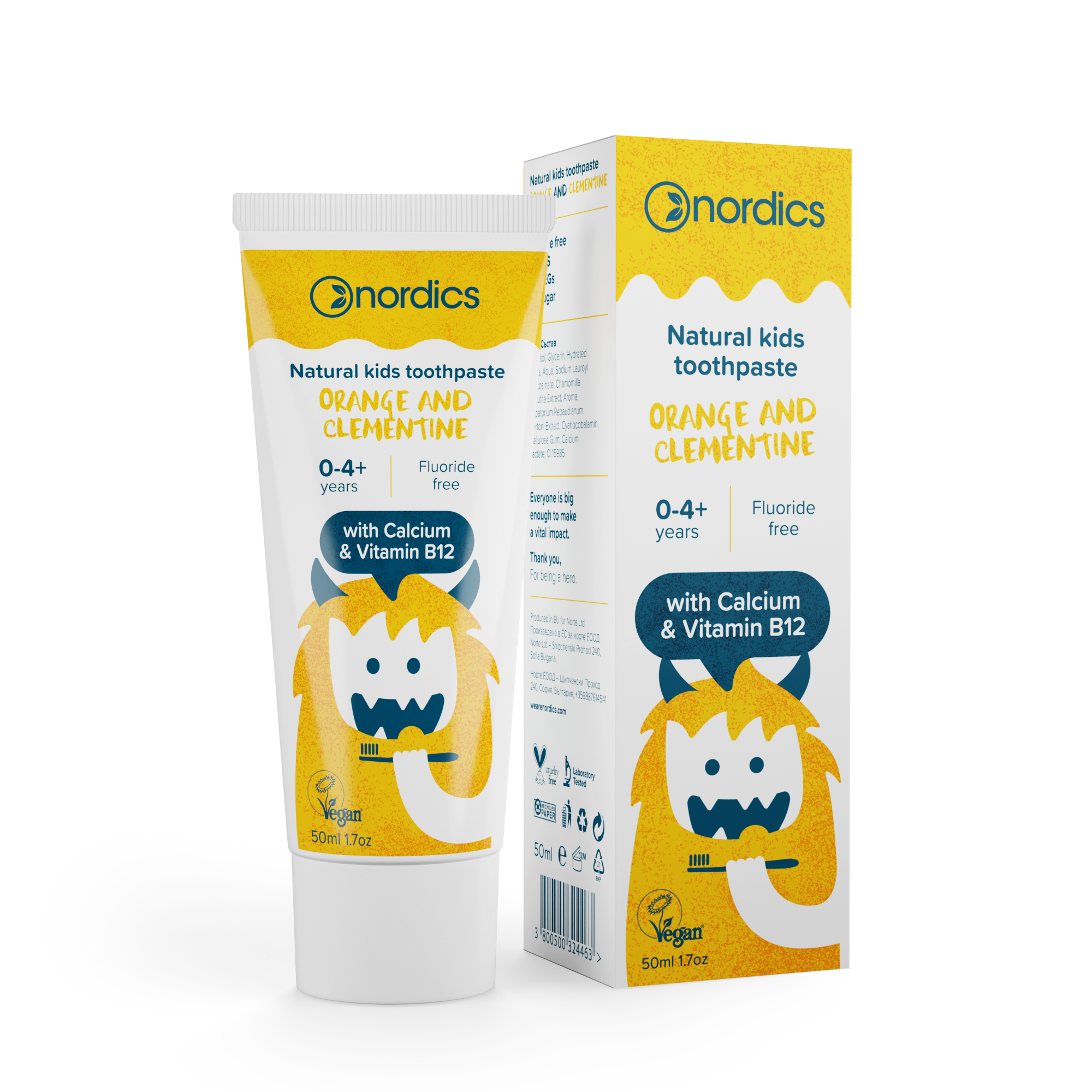 Зубная паста детская Nordics Kids Orange&Clementine без фтора (107193)