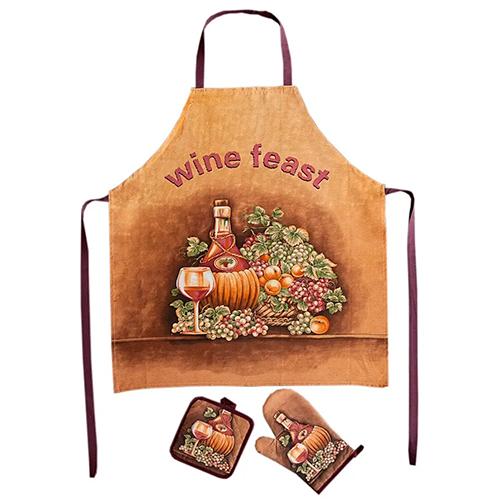 Кухонный набор Stenson 3в1 перчатка/прихватка/фартук Brown (31153147)