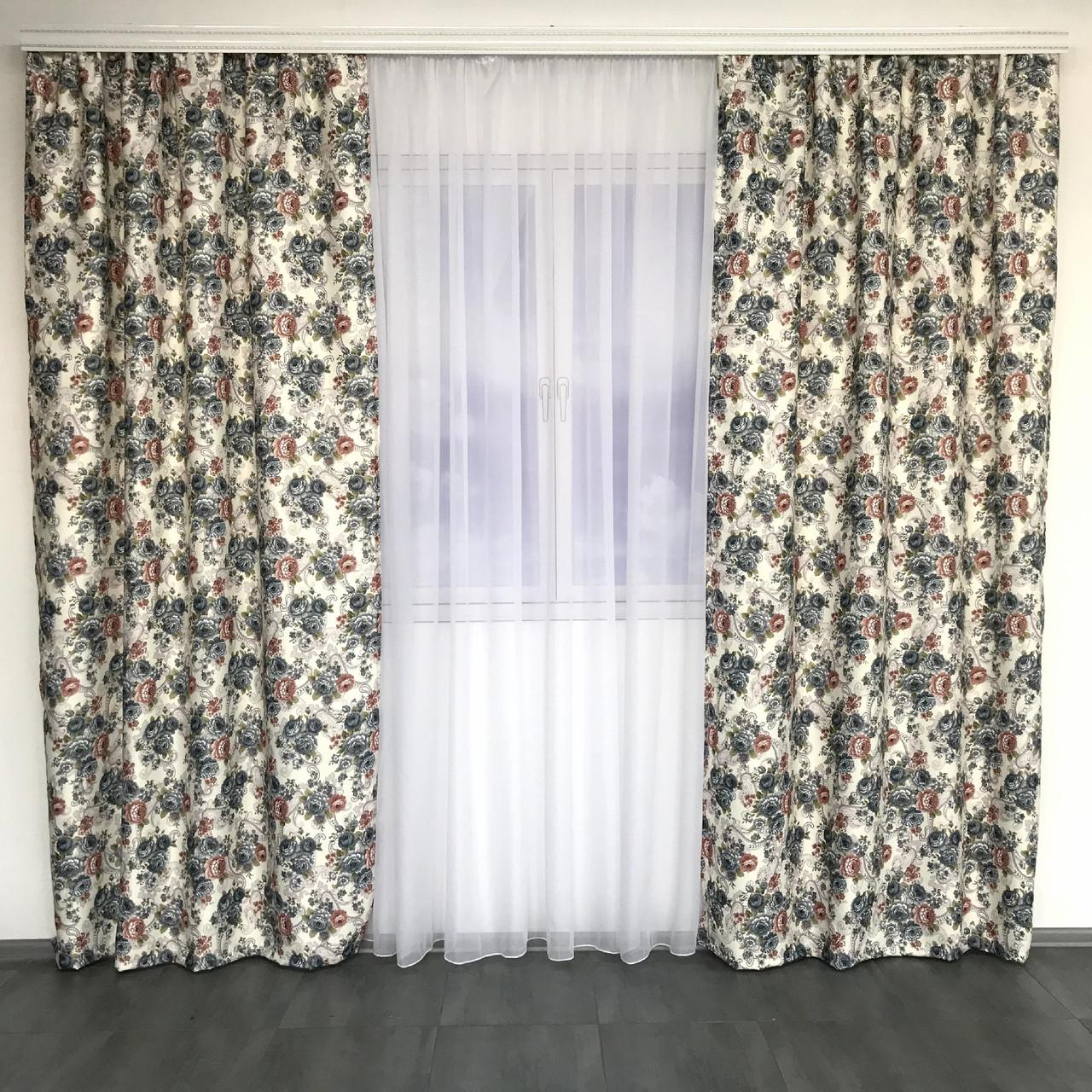 Готові штори ALBO з принтом Прованс 150x270 см 2 шт. Синій - фото 1 Готові штори ALBO з принтом Прованс 150x270 см 2 шт. Синій - фото 1