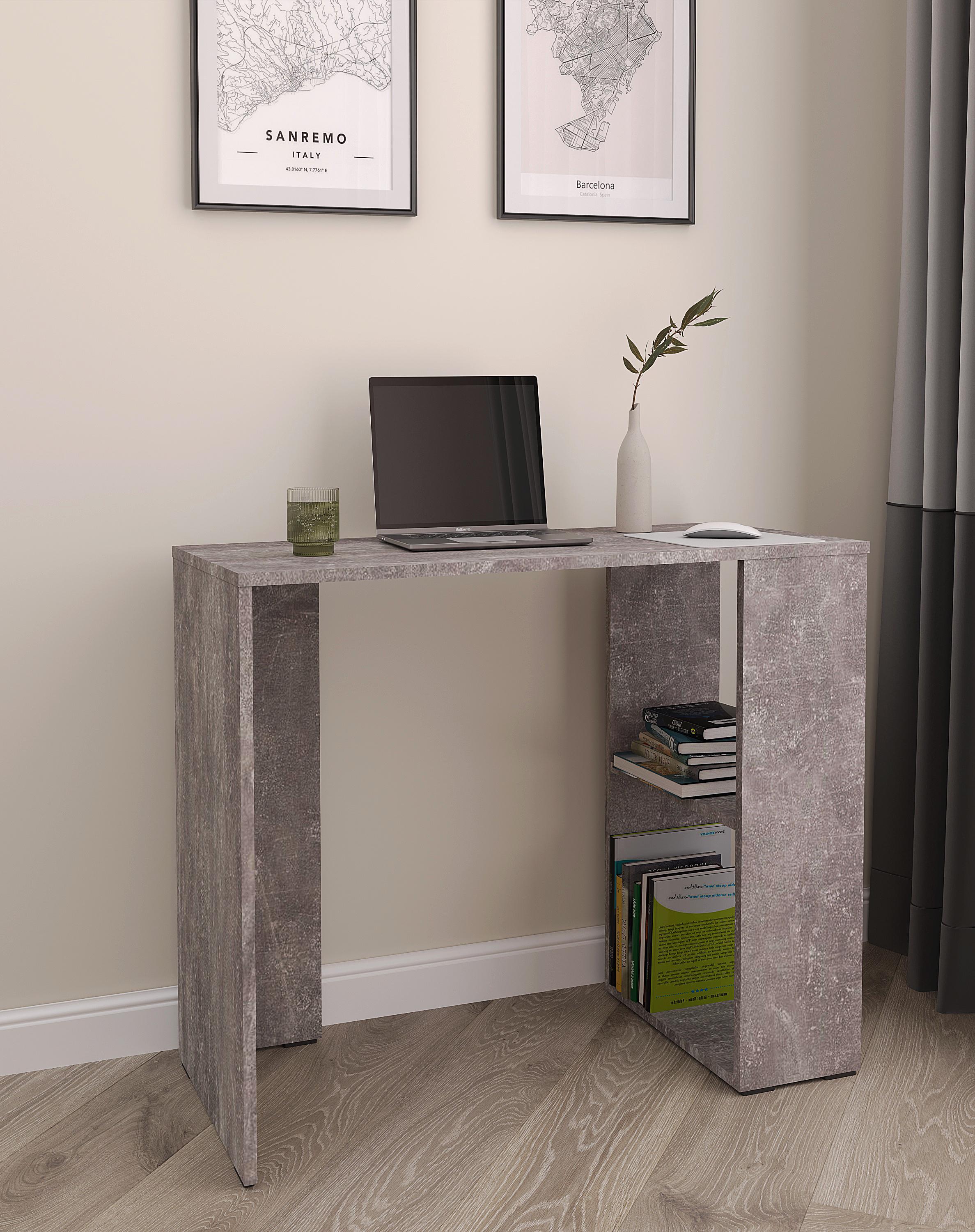 Стіл письмовий з полицями 90х75х40 см Бетон