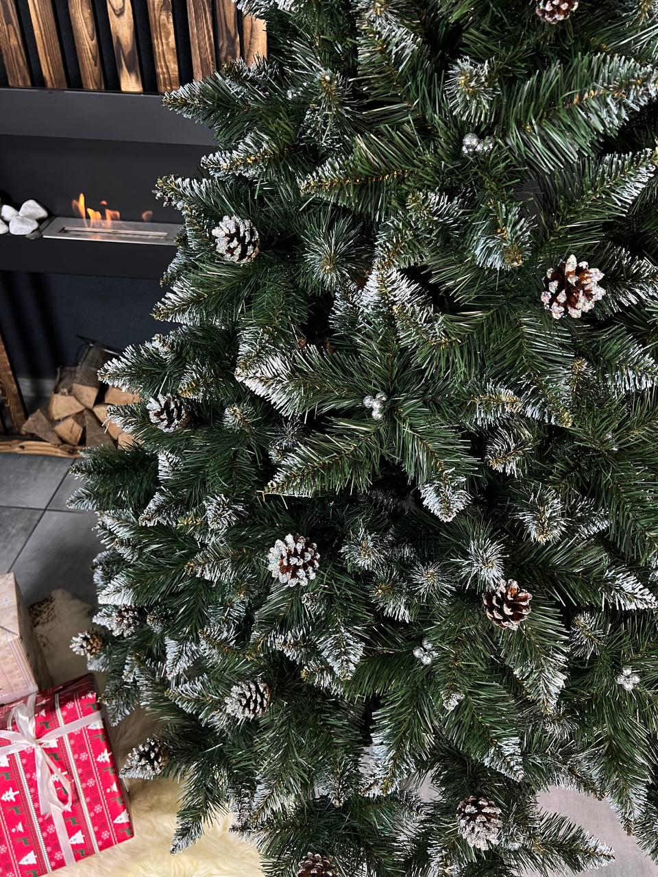 Искусственная елка заснеженная Элитная с шишками и серебряной калиной 2 м Зеленый (YA678218) - фото 3 Искусственная елка заснеженная Элитная с шишками и серебряной калиной 2 м Зеленый (YA678218) - фото 3