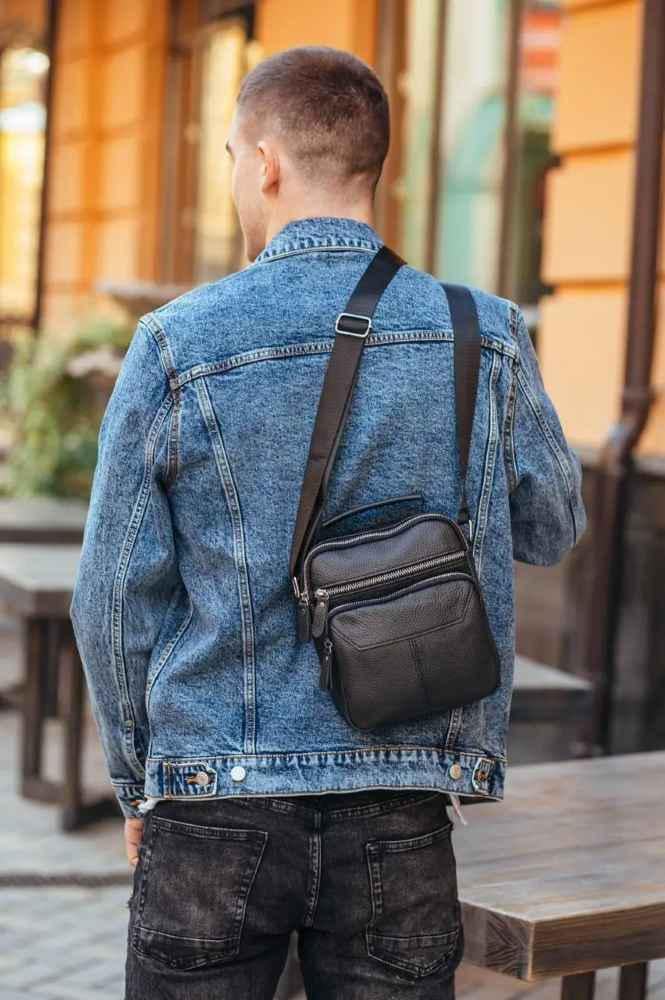 Сумка-кросбоді шкіряна Tiding Bag M2837A Чорний