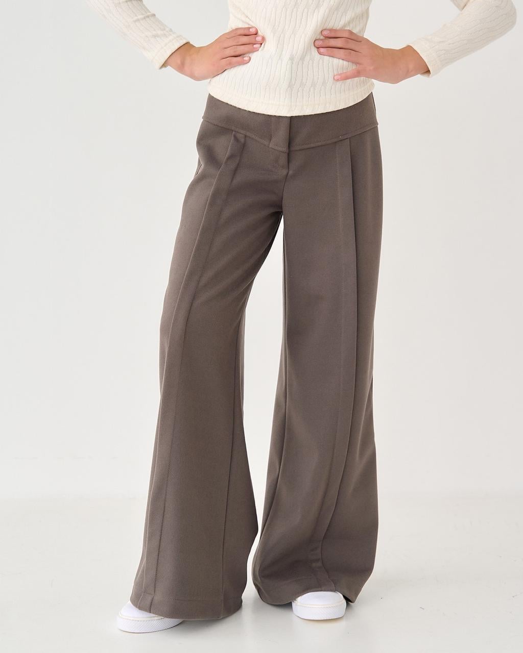 Брюки палаццо для девочек кашемир 152 см Коричневый