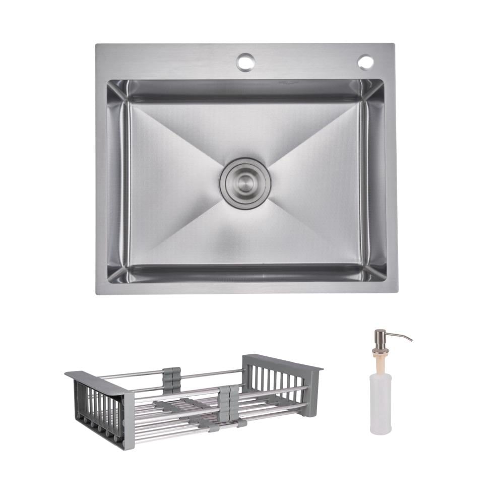 Мийка для кухні Lidz Handmade H6050H Decor з кошиком і дозатором 2,5/0,5 мм (LDH6050DEC48370)