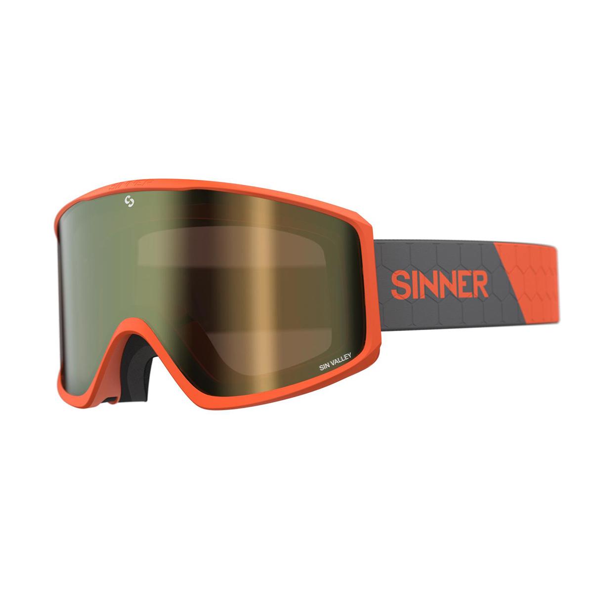 Маска гірськолижна Sinner Sin Valley Matte Orange-Gold Mir + Orange (SIGO-183-60-09)