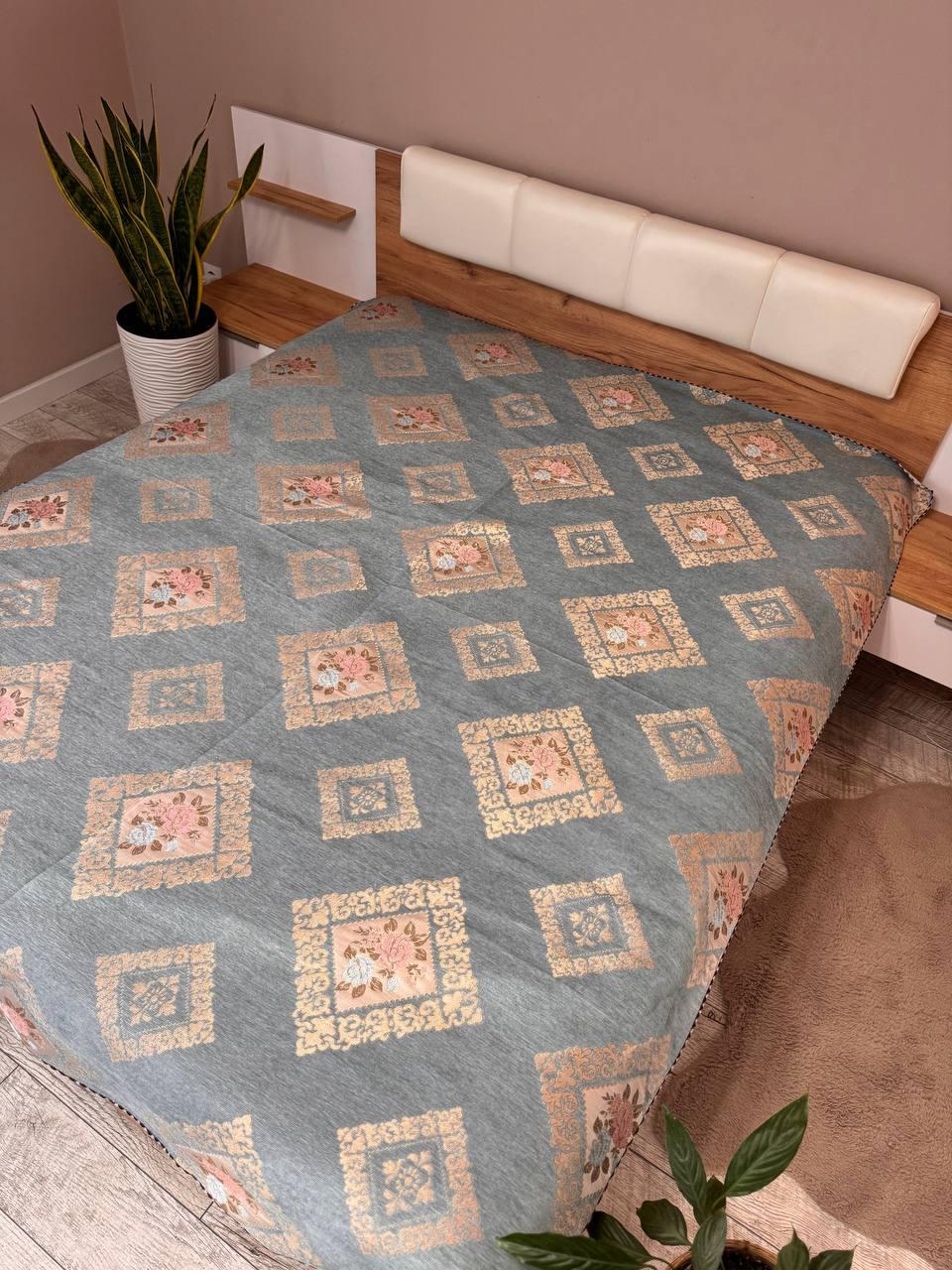 Дивандек Гобелен велюровое 180х200 см Серый (П4К-180-divandek-005)