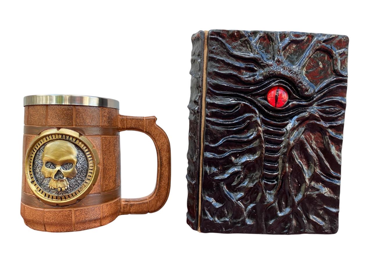 Подарочный набор Кружка 3D Череп Gold Rose/Блокнот 3D Книга что смотрит в ответ (2746581898)